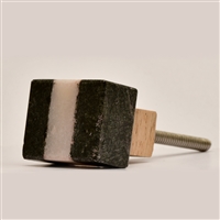 Black & White Rectangular Stone Cabinet Knob