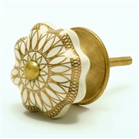 Gold & White Ceramic Cabinet Knob