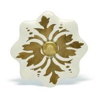 Gold & White Ceramic Cabinet Knob