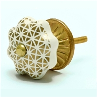 Gold & White Ceramic Cabinet Knob