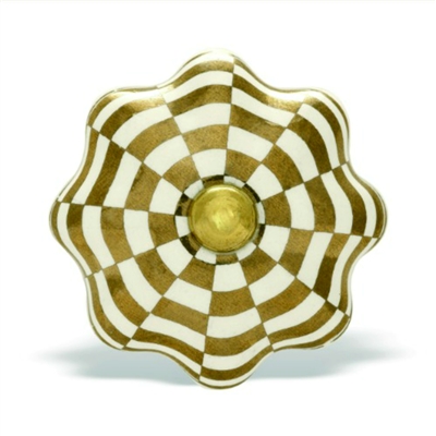 Gold & White Ceramic Cabinet Knob