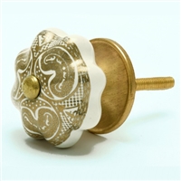 Gold & White Ceramic Cabinet Knob