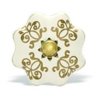 Gold & White Ceramic Cabinet Knob