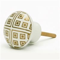Gold & White Mushroom Ceramic Cabinet Knob