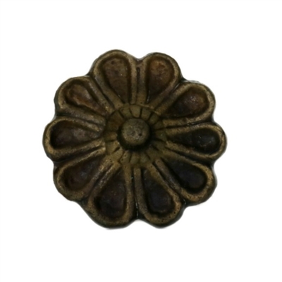 Big Floral Metal Cabinet Knob in Antique Brass