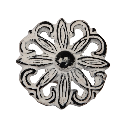 Floral Metal Cabinet Knob in Distressed White