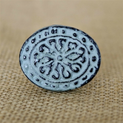 Floral Metal Cabinet Knob in Distressed Sage Green