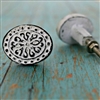 Floral Metal Cabinet Knob in Distressed White