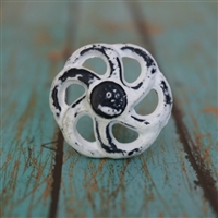 Wheel Shaped Metal Cabinet Knob in Distressed White