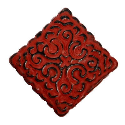 Square Metal Cabinet Knob in Distressed Red