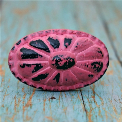 Floral Metal Cabinet Knob in Distressed Pink