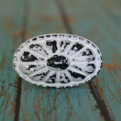 Floral Metal Cabinet Knob in Distressed White