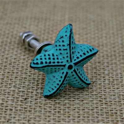 Star Fish Cabinet Knob in Distressed Green