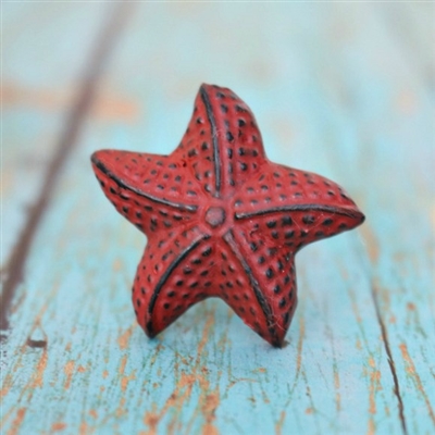Star Fish Cabinet Knob in Distressed Red