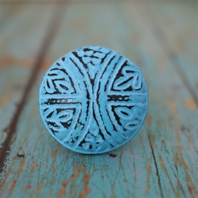 Round Metal Cabinet Knob in Distressed Blue