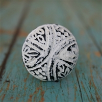 Round Metal Cabinet Knob in Distressed White Finish