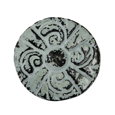 Flat Circular Cabinet Knob in Distressed Green