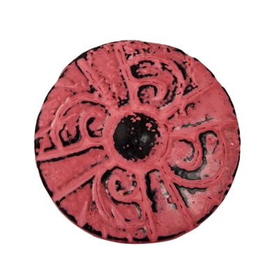 Flat Circular Cabinet Knob in Distressed Pink