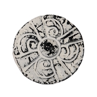 Flat Circular Cabinet Knob in Distressed White