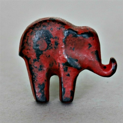 Baby Elephant Cabinet Knob in Red Distressed Finish