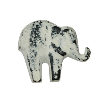 Baby Elephant Cabinet Knob in White Distressed Finish