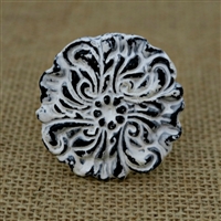 Metal Floral Knob in a Distressed White Finish