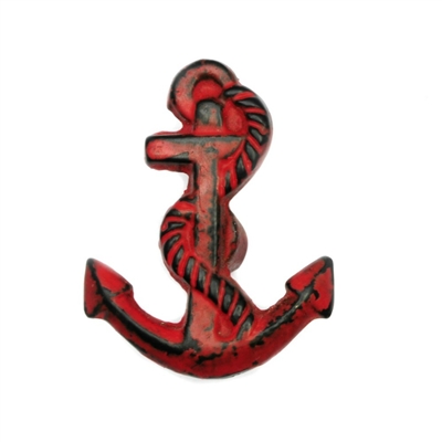 Cast Iron Anchor Cabinet Knob in Distressed Red Finish