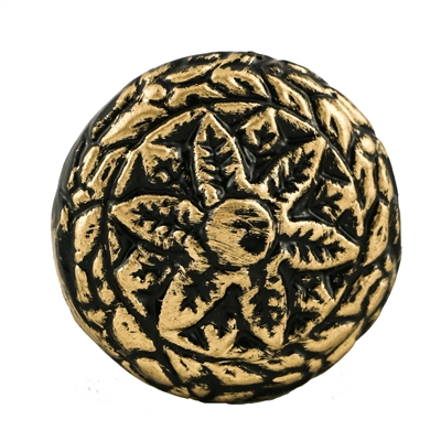 Round Cast Iron Cabinet Knob in Gold Black Finish