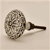 Round Cast Iron Cabinet Knob in Distressed White