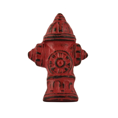 Fire Hydrant Cast Iron Cabinet Knob in Distressed Red Finish