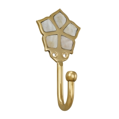 Brass Mother of Pearl Inlay Wall Hook