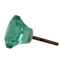 Green Diamond Cut Glass Drawer Knob