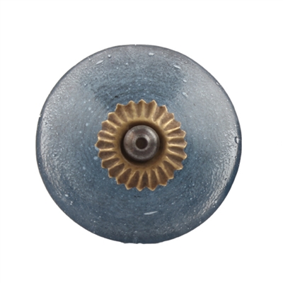 Blue Wheel Glass Drawer Knob