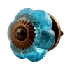 Turquoise Blue Melon Glass Cabinet Knob