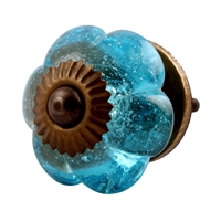 Turquoise Blue Melon Glass Cabinet Knob