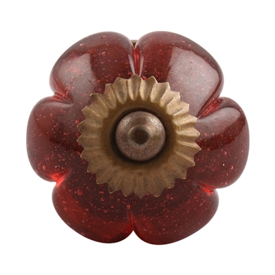 Dark Pink Melon Glass Cabinet Knob