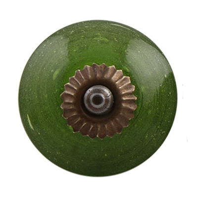 Dark Olive Wheel Glass Drawer Knob