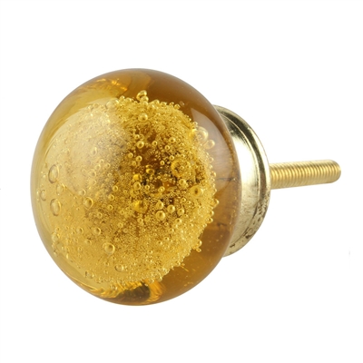 Yellow Bubble Glass Drawer Knob