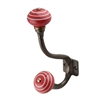 Red White Striped Ceramic Antique Iron Hook