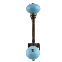 Sky Blue Ceramic Antique Iron Hook