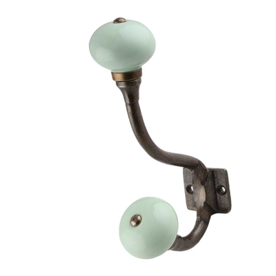 Sage Green Ceramic Antique Iron Hook