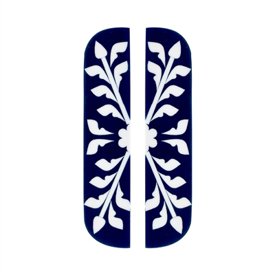 Dark Blue and White Floral Cabinet Pull Set