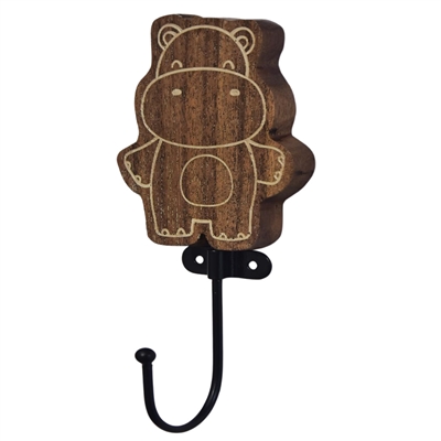 Wooden Hippo Wall Hook