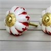 Ceramic Cabinet Knob with a Red Pattern