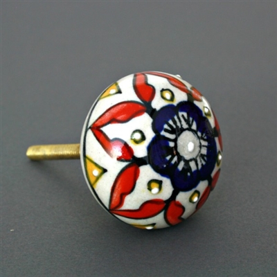 Round Embossed Ceramic Cabinet Knob