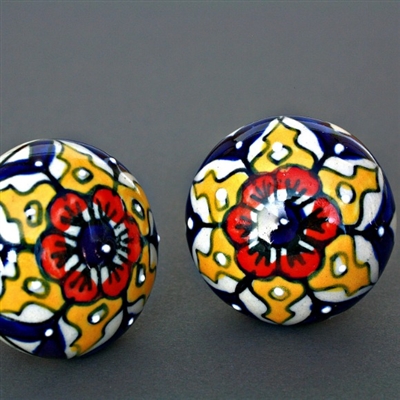 Round Embossed Ceramic Cabinet Knob