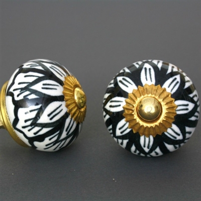 Round Floral Ceramic Cabinet Knob