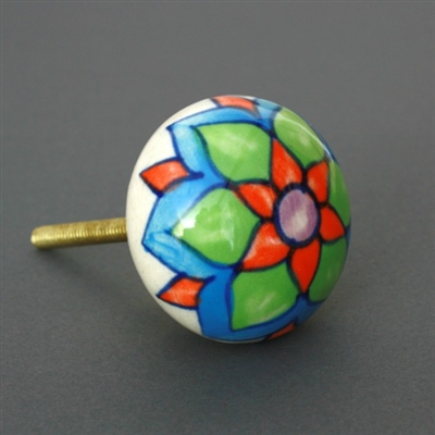 Round Multicolored Ceramic Cabinet Knob