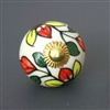 Round Ceramic Cabinet Knob Floral Design