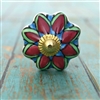 Ceramic Melon Knob with a Bright Floral Pattern